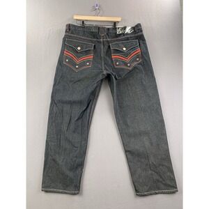 New Knockout Jeans Baggy Y2K 90s Hip Hop Embroidered Black Denim 46x32 Jeans Men